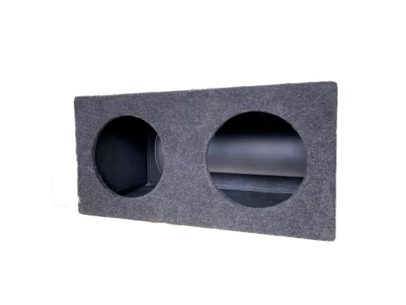 Ящик под сабвуфер 2х10" стандарт с трубой черный - фото