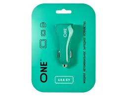 Автомобильное зарядное устройство ONE бирюзового цвета - фото