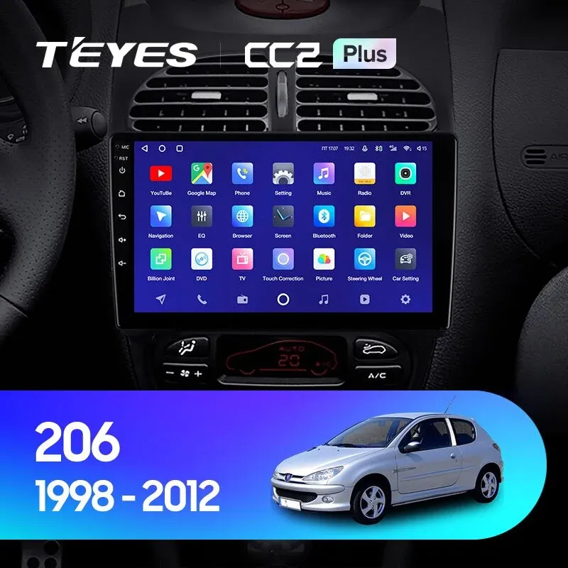 Комплект магнитолы TEYES CC2 Plus 9.0" для Peugeot 206 I 1998-2012
