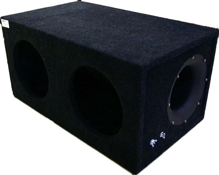 Ящик под сабвуфер 2х10" люкс с трубой черный - фото