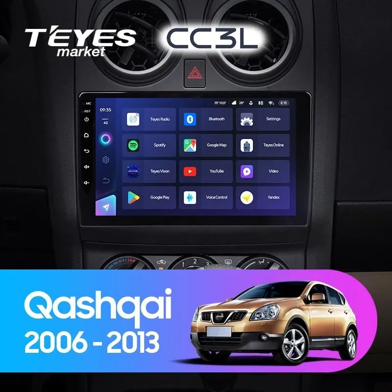 Комплект магнитолы TEYES CC3L 9.0" для Nissan Qashqai