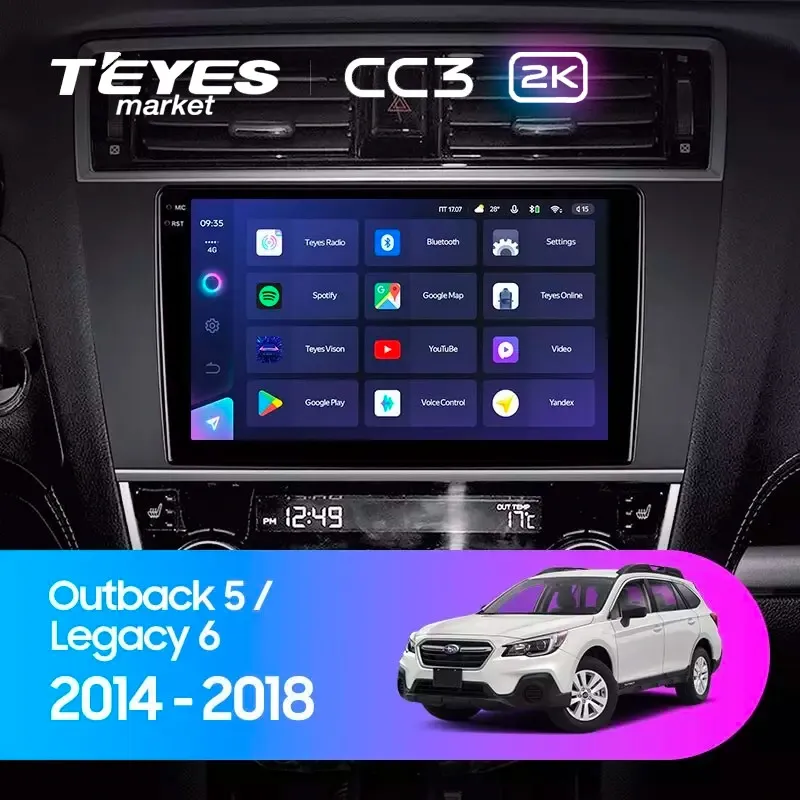 Комплект магнитолы TEYES CC3 2K 9.5" для Subaru Outback BS 2014-2018