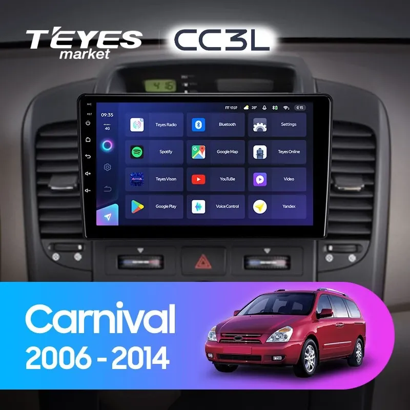 Комплект магнитолы TEYES CC3L 9.0" для Kia Carnival