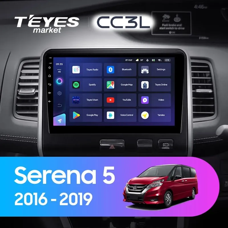 Комплект магнитолы TEYES CC3L 10.2" для Nissan Serena
