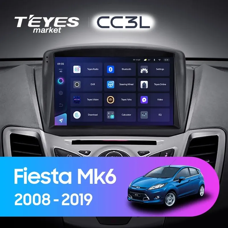 Комплект магнитолы TEYES CC3L 4/32 9.0" для Ford Fiesta Mk 6【F2】2008-2019 A 9.0" для Ford Fiesta