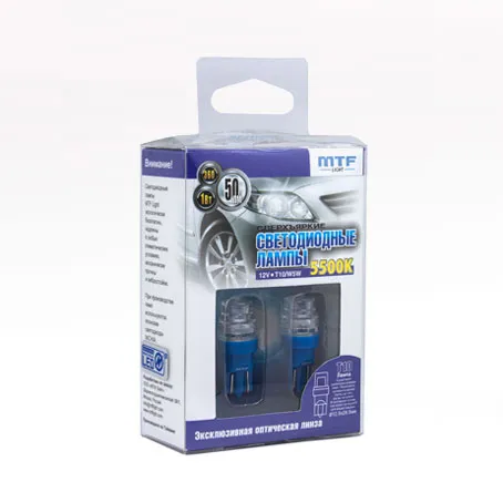 Лампа светодиодная MTF T10 (W5W) 5500K 50lm, комплект - фото