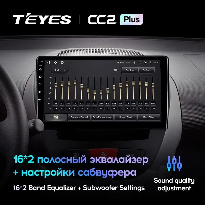 Комплект магнитолы TEYES CC2 Plus 10.2" для Peugeot 107 I 2005-2014